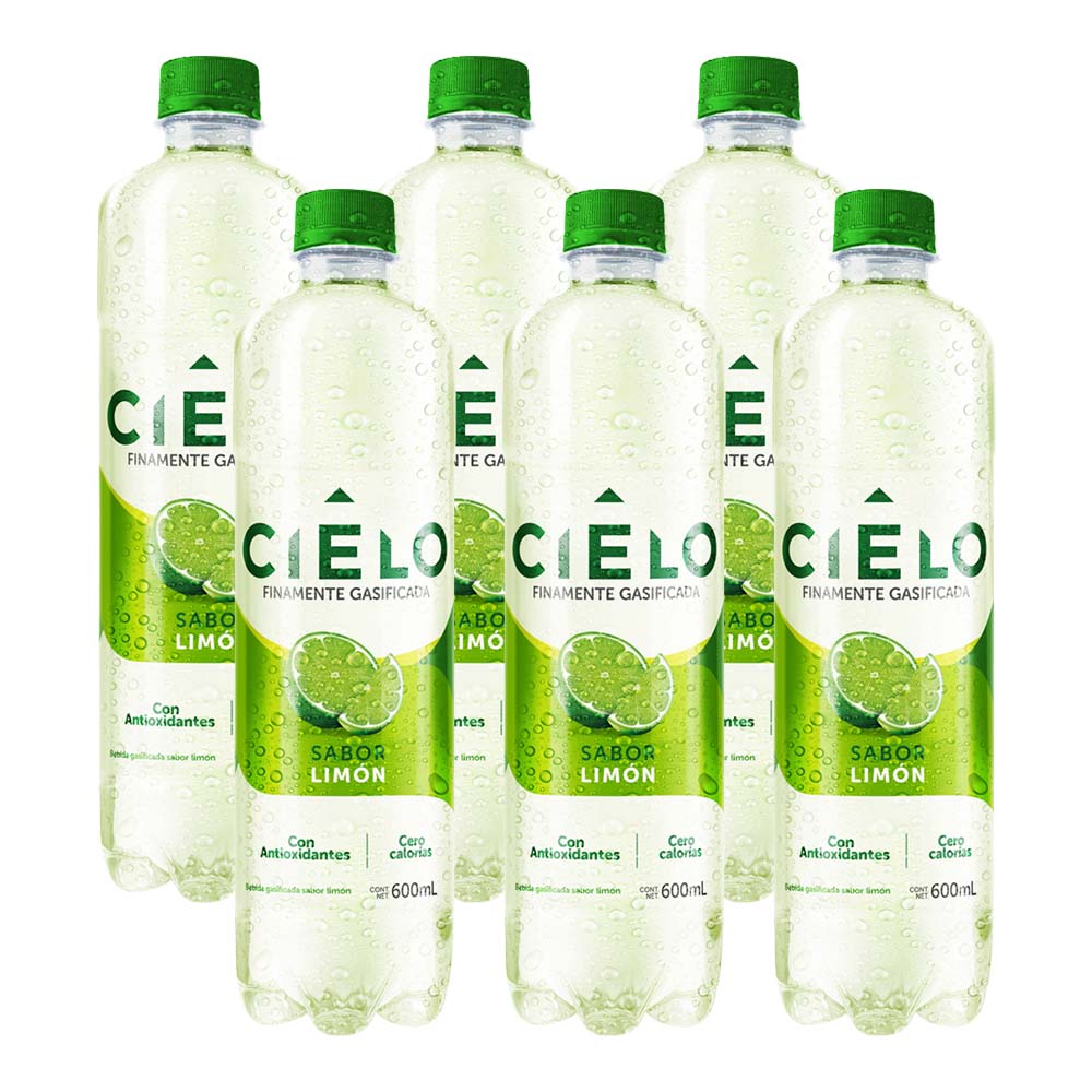 Pack Agua con Gas CIELO Sabor a Limón Botella 600ml x 6un