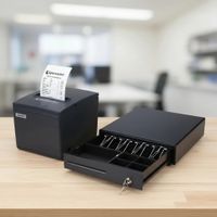 Combo impresora ticketera 80mm usb lan E200L y gaveta de dinero 4 pisabilletes 5 monederos M330E