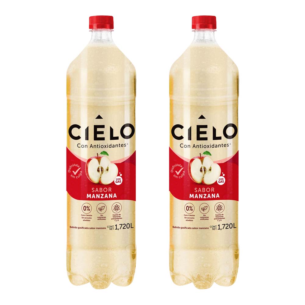 Pack Agua con Gas CIELO Sabor a a Manzana Botella 1.72L x 2un