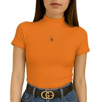 Polo Mujer Cafarena Manga Corta Sab 801-12 Rib Grueso Color Naranja
