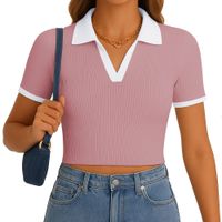 Polo Mujer Camisero Bicolor Manga Corta Rib Grueso New 710-13 Color Api