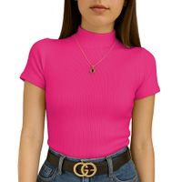 Polo Mujer Cafarena Manga Corta Sab 801-12 Rib Grueso Color Chicle