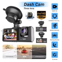 Dashcam Hd 1080p De 170 Para Automóvil 3 Camaras