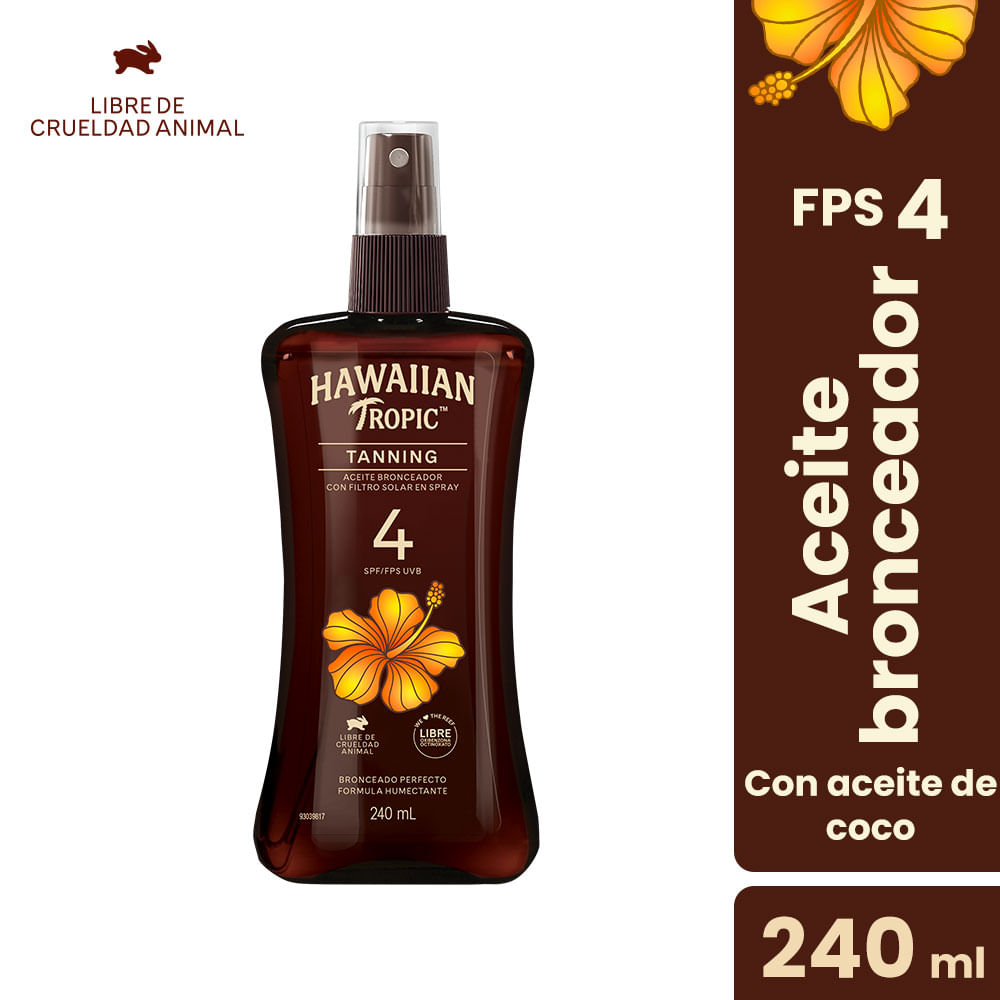 Bronceador HAWAIIAN TROPIC SPR SPF4 Frasco 240ml