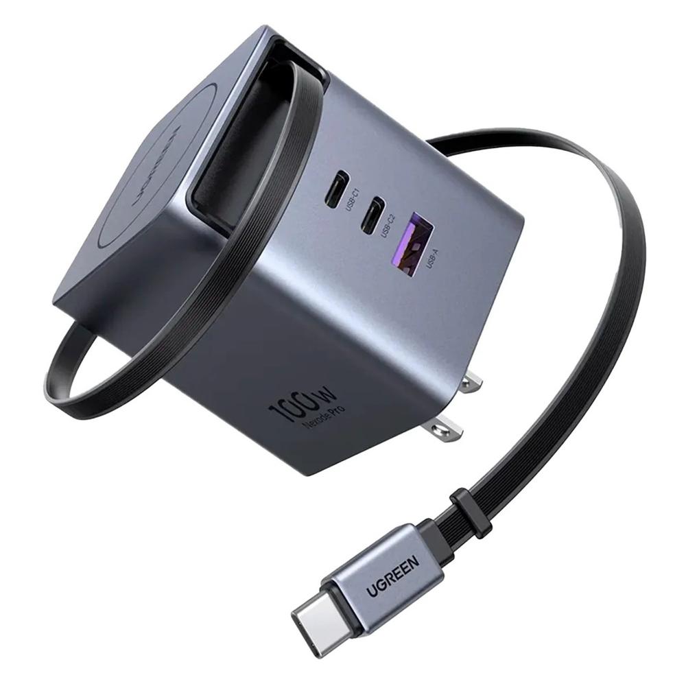 Cargador Nexode Pro 100W 2xUSB-C 1xUSB-A GaN Cable Retráctil Ugreen X616 - 65827