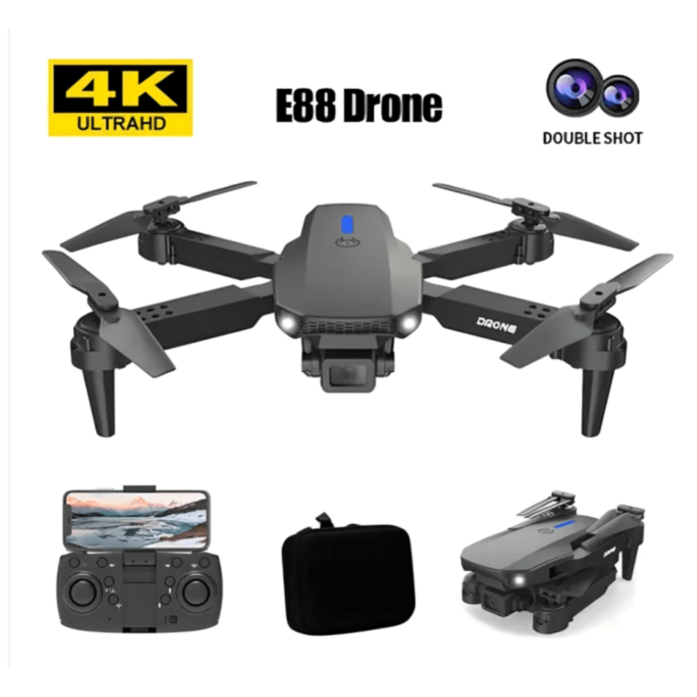DRONE E88 PRO HD 4K dual camera plegable con soporte para celular ...