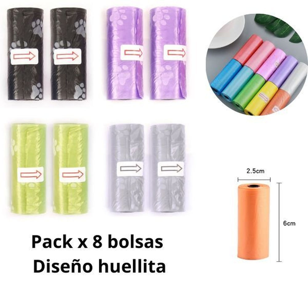 REPUESTO BOLSAS PARA RESIDUOS DE PERRO (DISEÑO HUELLITA) x 8