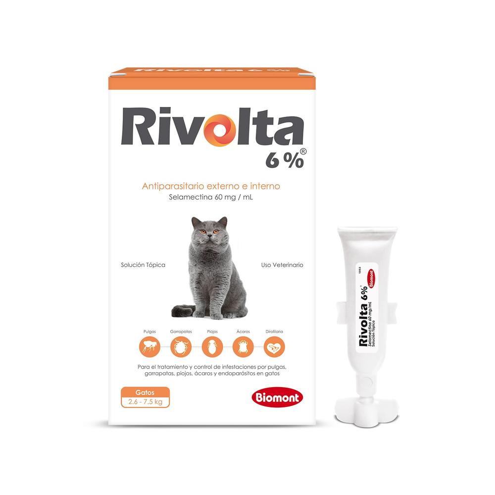 Antipulgas y Antiparasitarios para Gatos  Rivolta  Pipeta 2.6 - 7.5 Kg