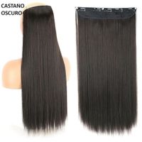 Extensiones de Cabello con Clips Largo 55cm Castaño Oscuro Genieka