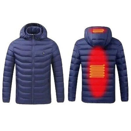 Casaca Calentadora Térmica Impermeable Hombre Azul Capucha Genieka XXXXL Azul