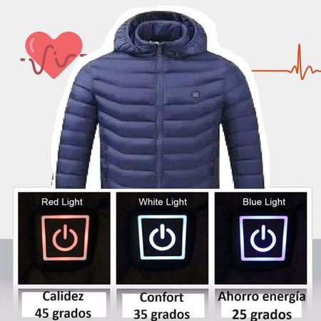 Casaca Calefactora Térmica Hombre Impermeable Azul Capucha Genieka XXL Azul
