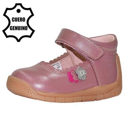 Zapato Pibe Para Niña Bruno Kids De Cuero Rosa Oscuro Primeros Pasos Talla 18