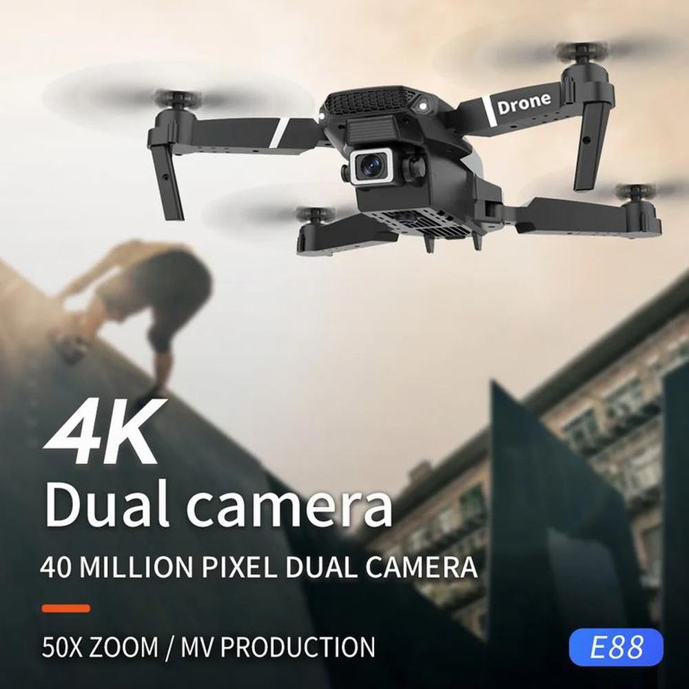 Dron E88 4K Dual Cámara WiFi HD + Drone  Control R Plegable Genieka