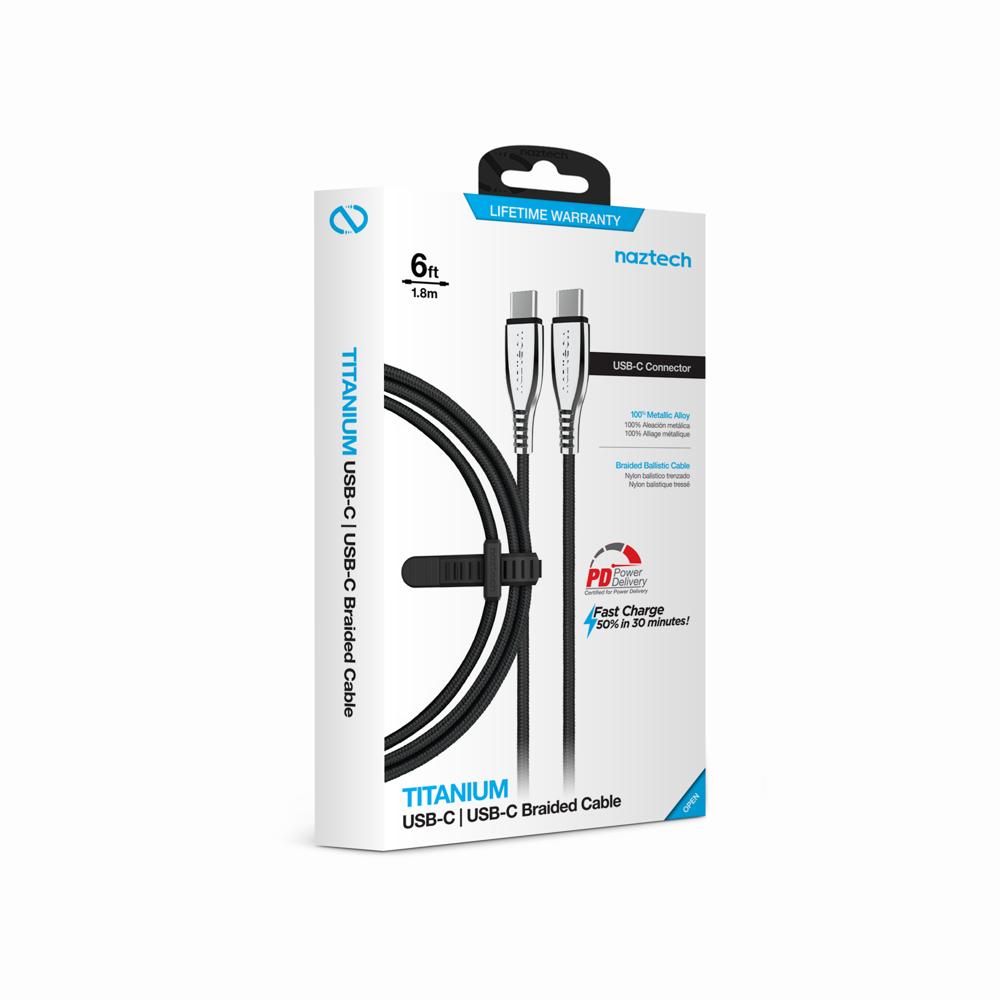 Cable Titanium Naztech USB-C to USB-C Negro
