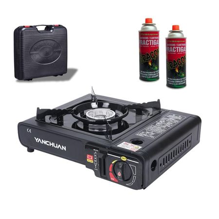 Cocina Estufa Portátil Dual + 2 Cartuchos Ideal para Picnic