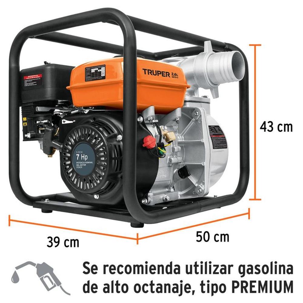 Motobomba autocebante a gasolina 7 HP salida 3" , Truper