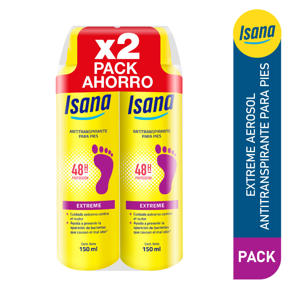 Antitranspirante para Pies en Spray ISANA Extreme Frasco 150ml Paquete 2un