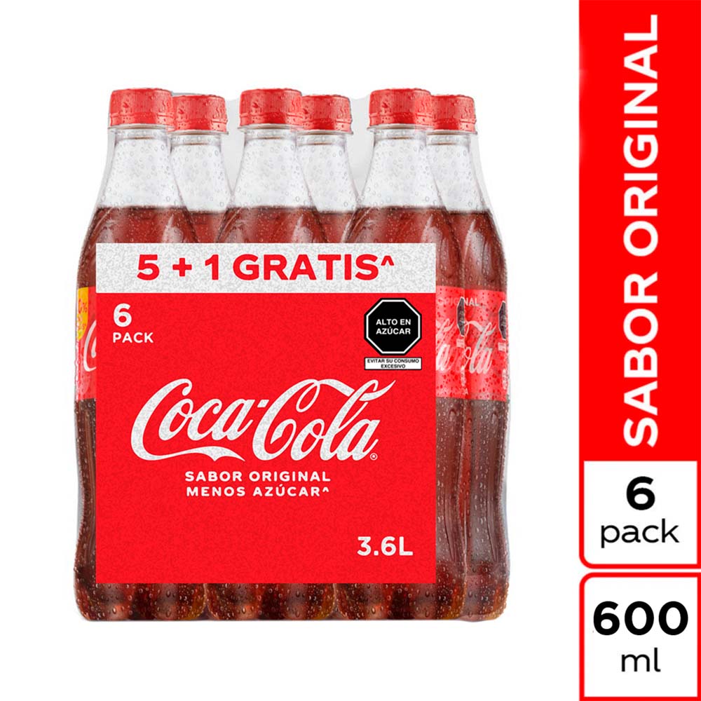 Gaseosa COCA COLA Botella 600ml Paquete 6un