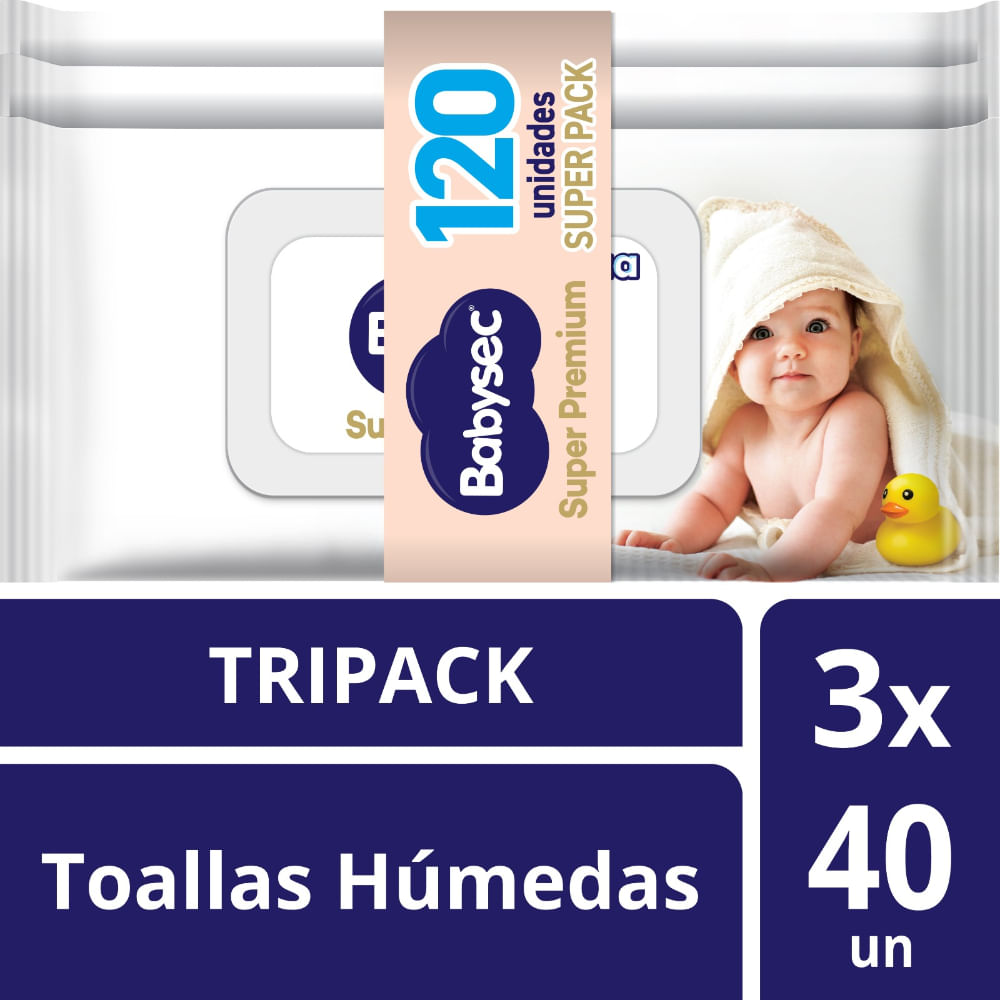 Toallitas Húmedas BABYSEC Super Premium 8 99% Agua Paquete 120un