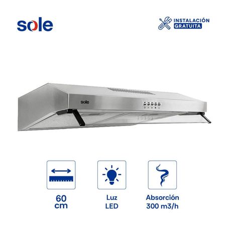 Campana Extractora Convencional 60cm Sole Nueva Roma 1 Motor Acero Inoxidable