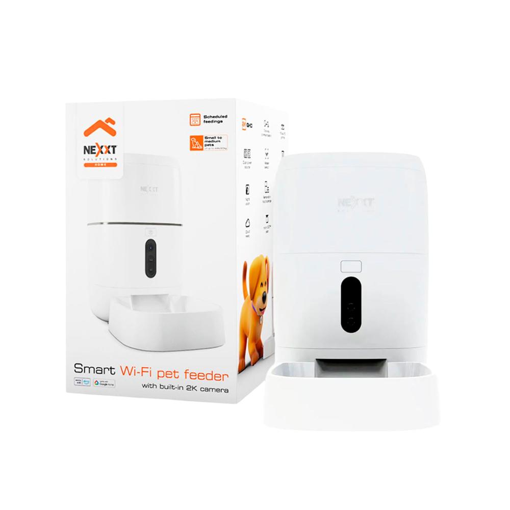 Dispensador inteligente de alimento para mascotas NHA-P610 Nexxt cámara 2K Capacidad 500gr