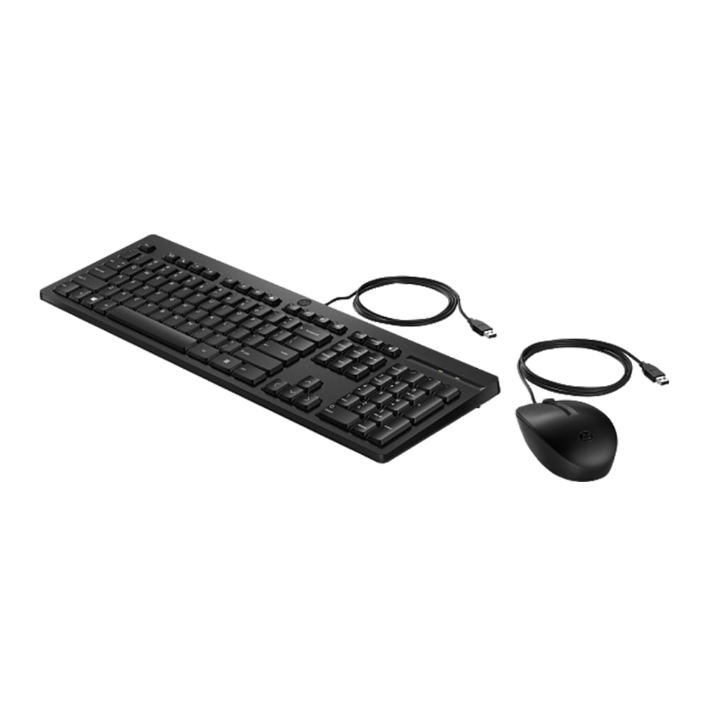 Combo teclado y ratón HP 225 con cable color negro diseño ergonómico y conectividad USB
