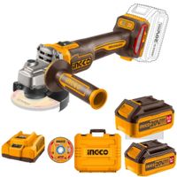 Amoladora Esmeril INGCO 4 1/2” 20V Brushless + 2 Baterías 5Ah