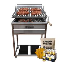 Parrilla a carbón de Acero Inox regulable