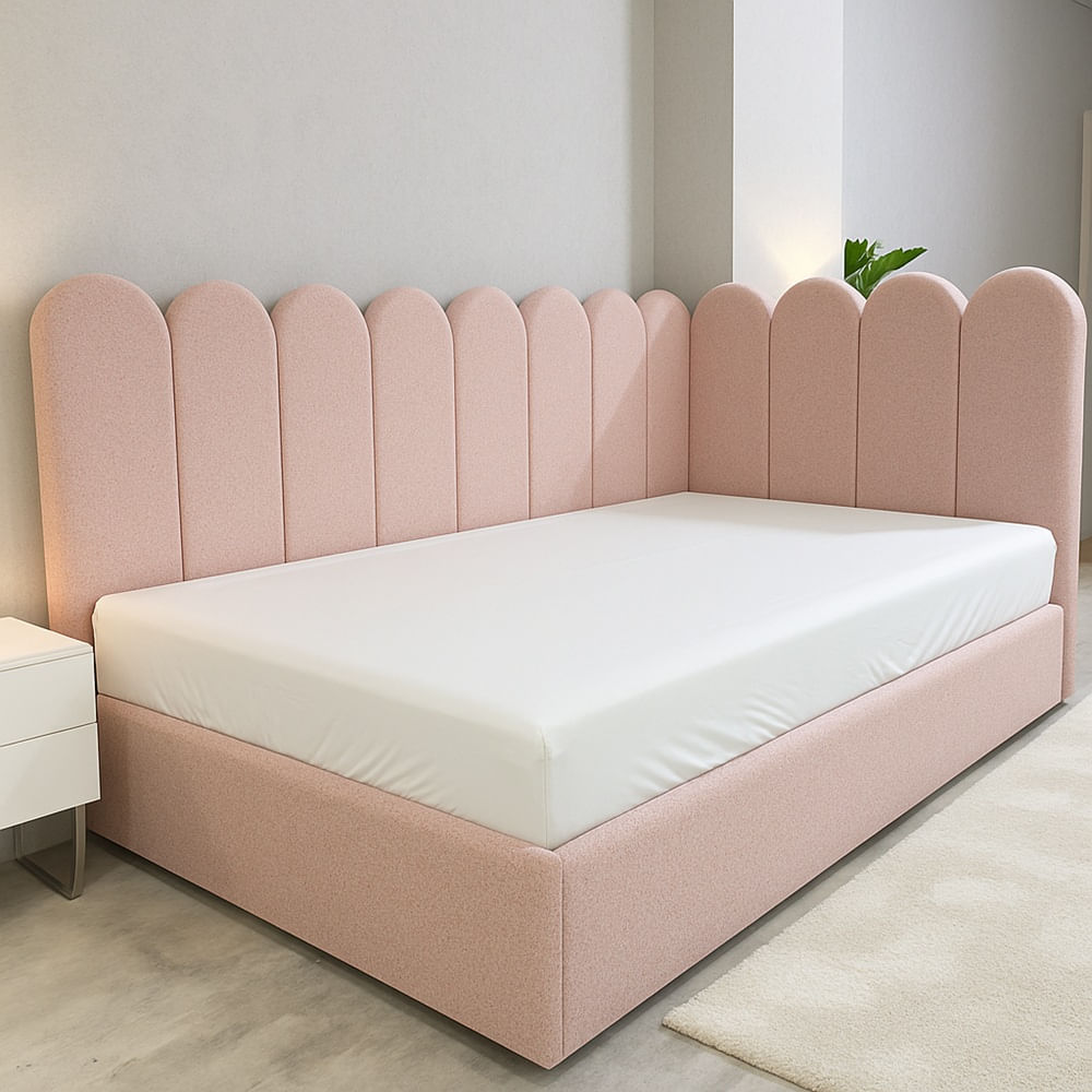 CAMA BOX TARIMA INFANTIL ROSA  1.5 PLAZAS