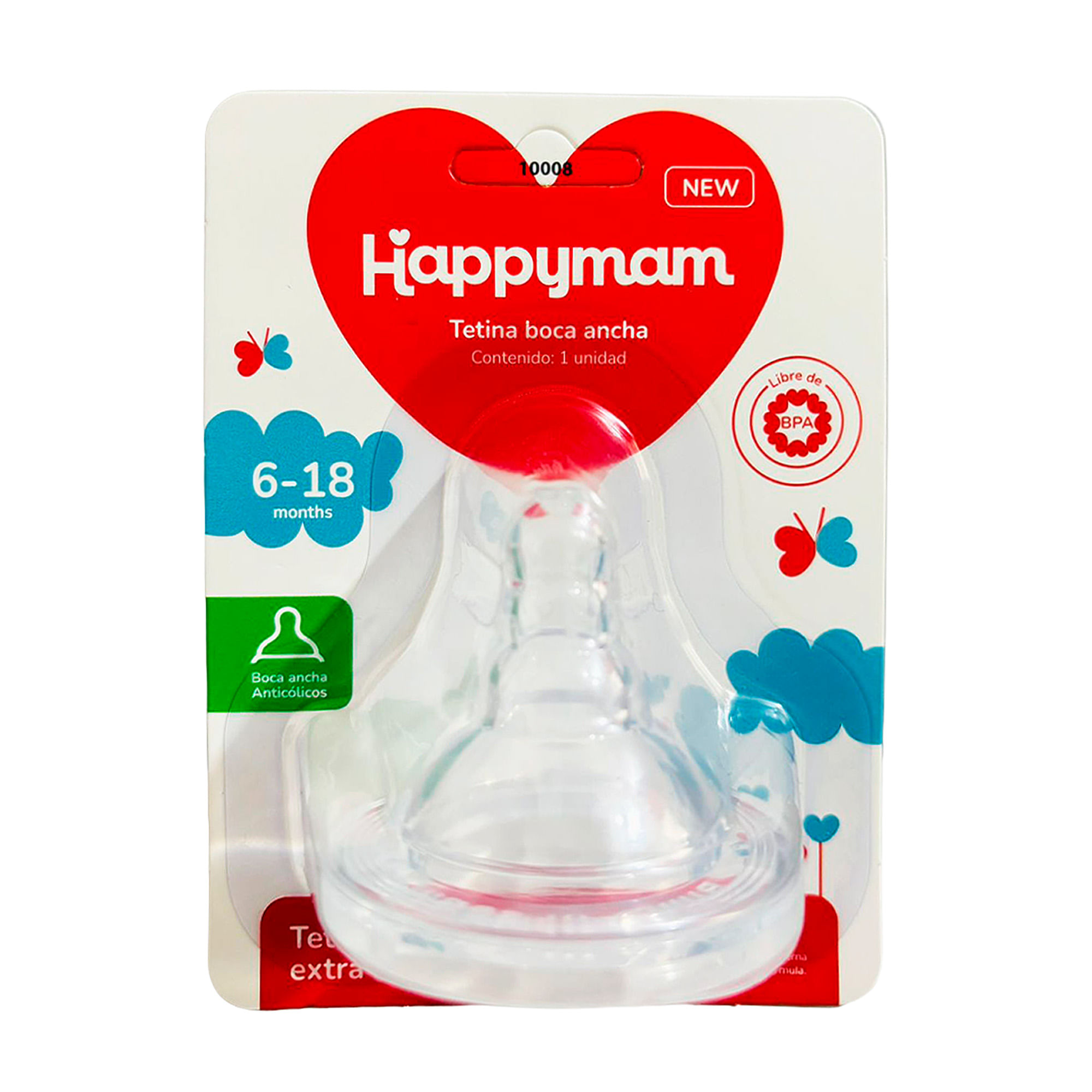 Tetina Boca Ancha Anticólicos HAPPYMAM