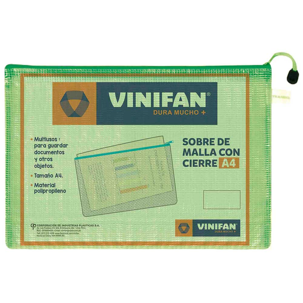 Sobre VINIFAN Malla con Cierre A4 1un