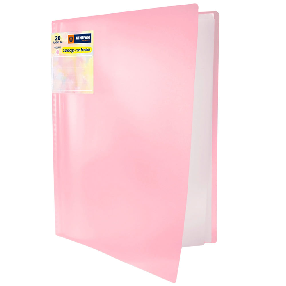 Catálogo con Fundas VINIFAN A4 Color Rosa Pastel 20un