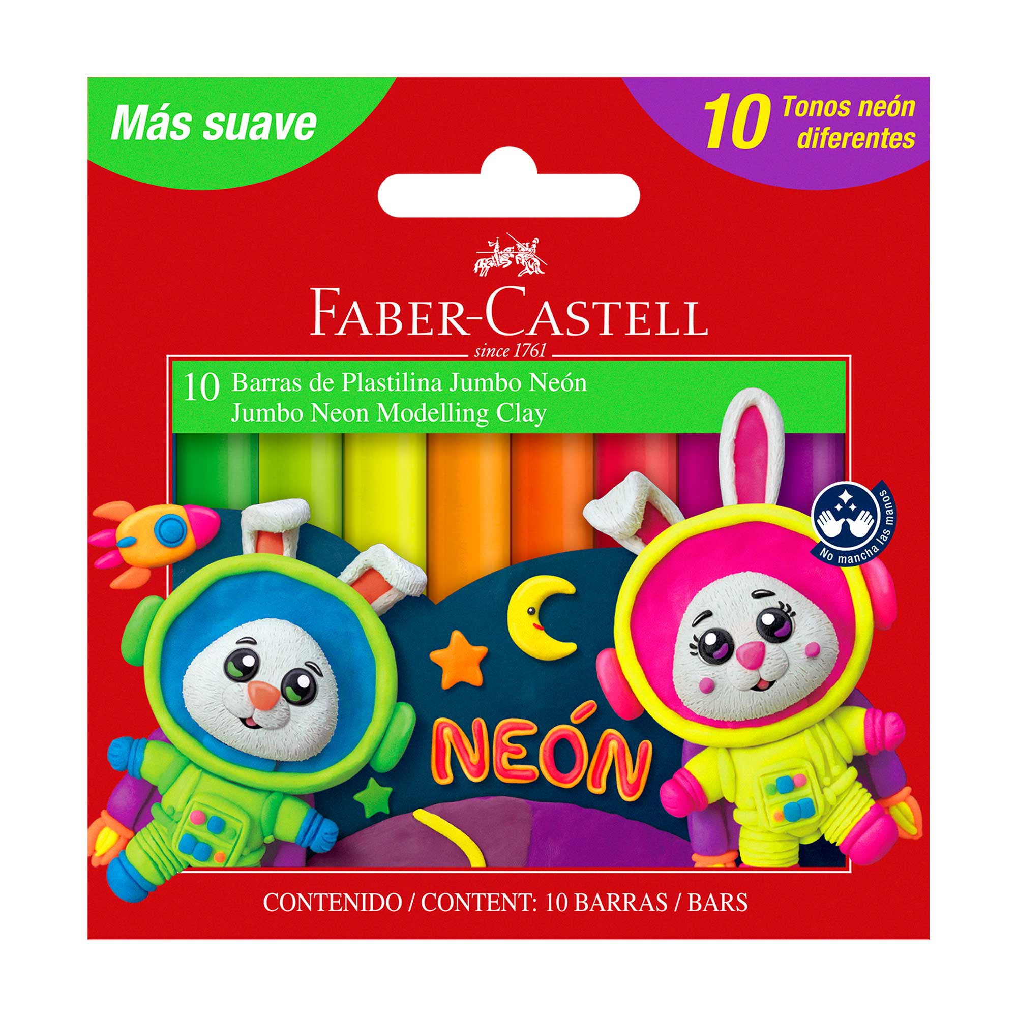 FABER CASTELL Plastilina Jumbo Neon Est X10