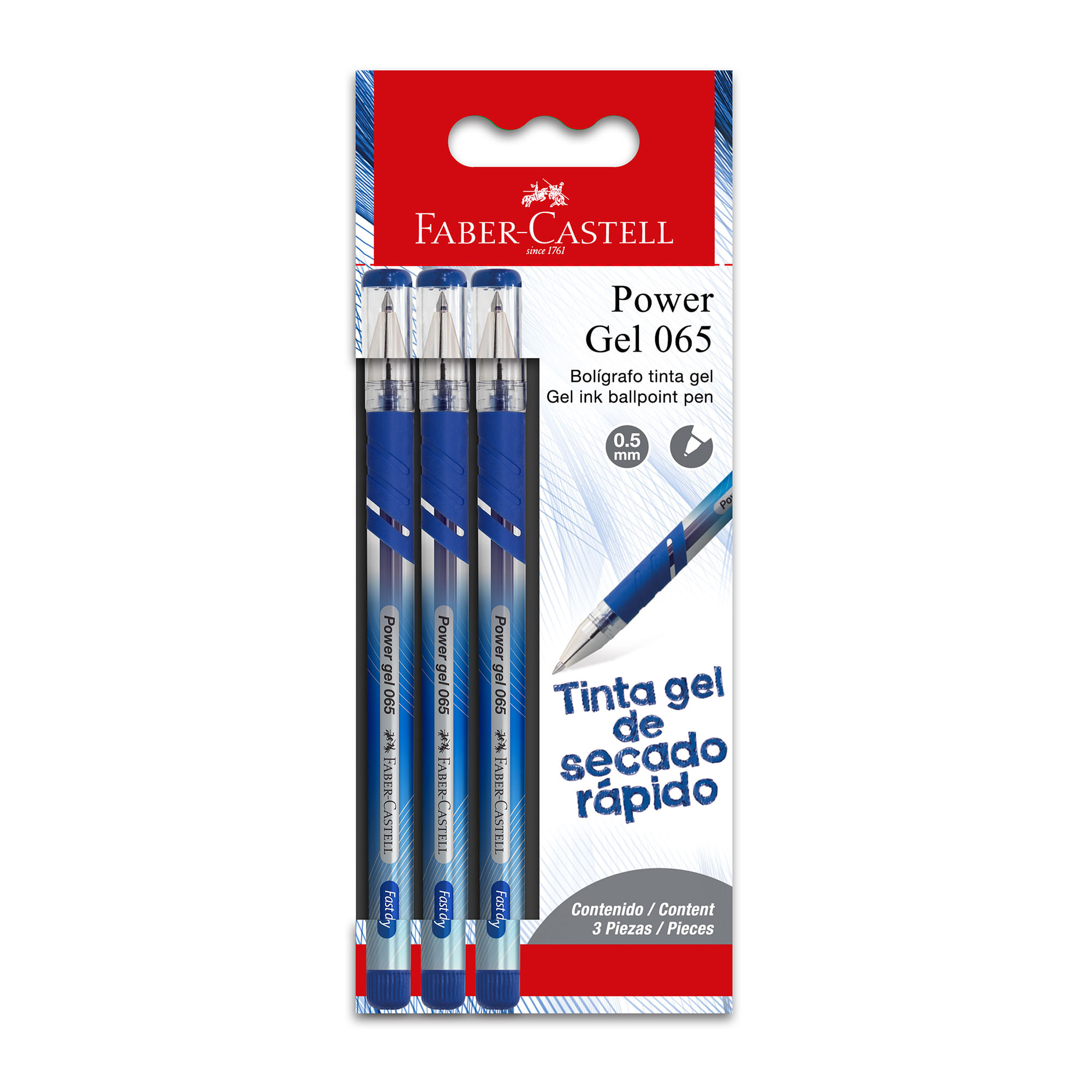 Lapiceros FABER CASTELL Power Gel 065 3-Azul 3un