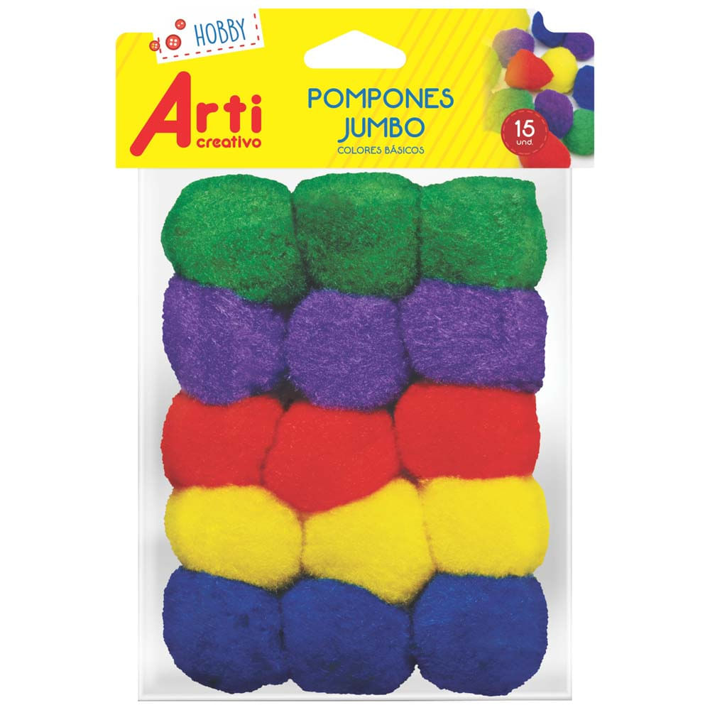 Ac ARTICREATIVO Pompones Jumbo Col Basicos X 15Pza