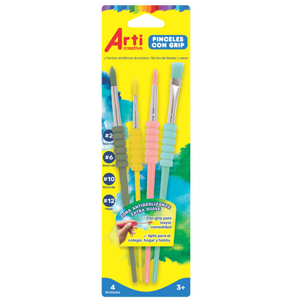 Ac ARTICREATIVO Pinceles Grip Set X 4 No 2 6 10 12