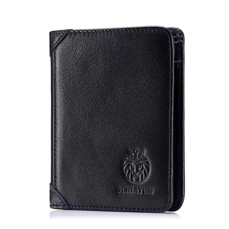 Billetera SCHLATUM Slim Bifold Hombre Cuero Genuino con Bloqueo RFID - Negro - Talla única