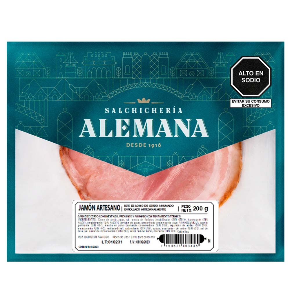Jamón Artesano SALCHICHERÍA ALEMANA Paquete 200g