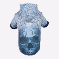 POLERA MASCOTAS CON CAPUCHA ESTAMPADO COMPLETO DISEÑO CALAVERA PERRO GATO - TALLA S