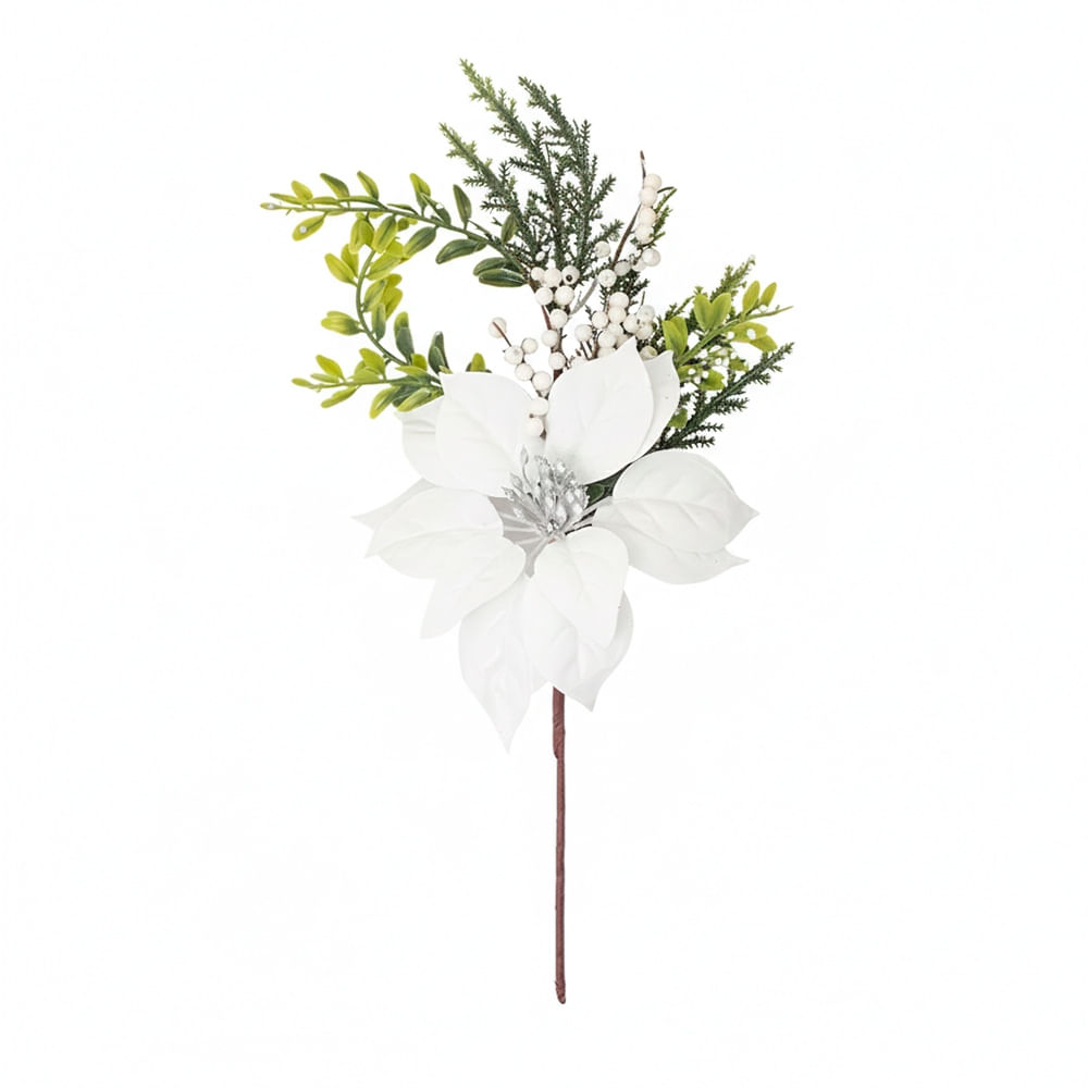 SETX4 POINSETTIAS BLANCO CON RAMA PVC