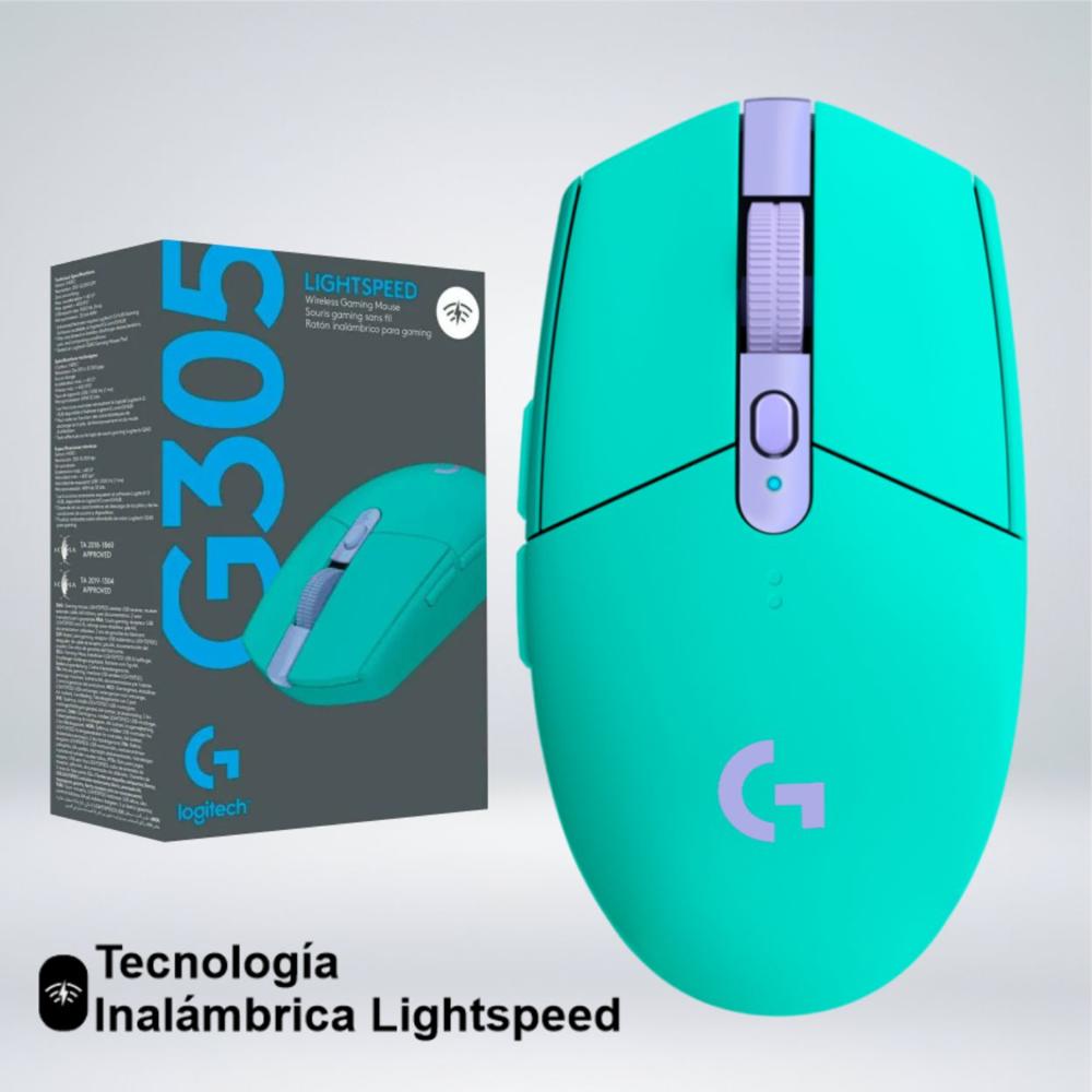 MOUSE GAMER G305 LIGHTSPEED SENSOR HERO 12K 6 BOTONES VERDE