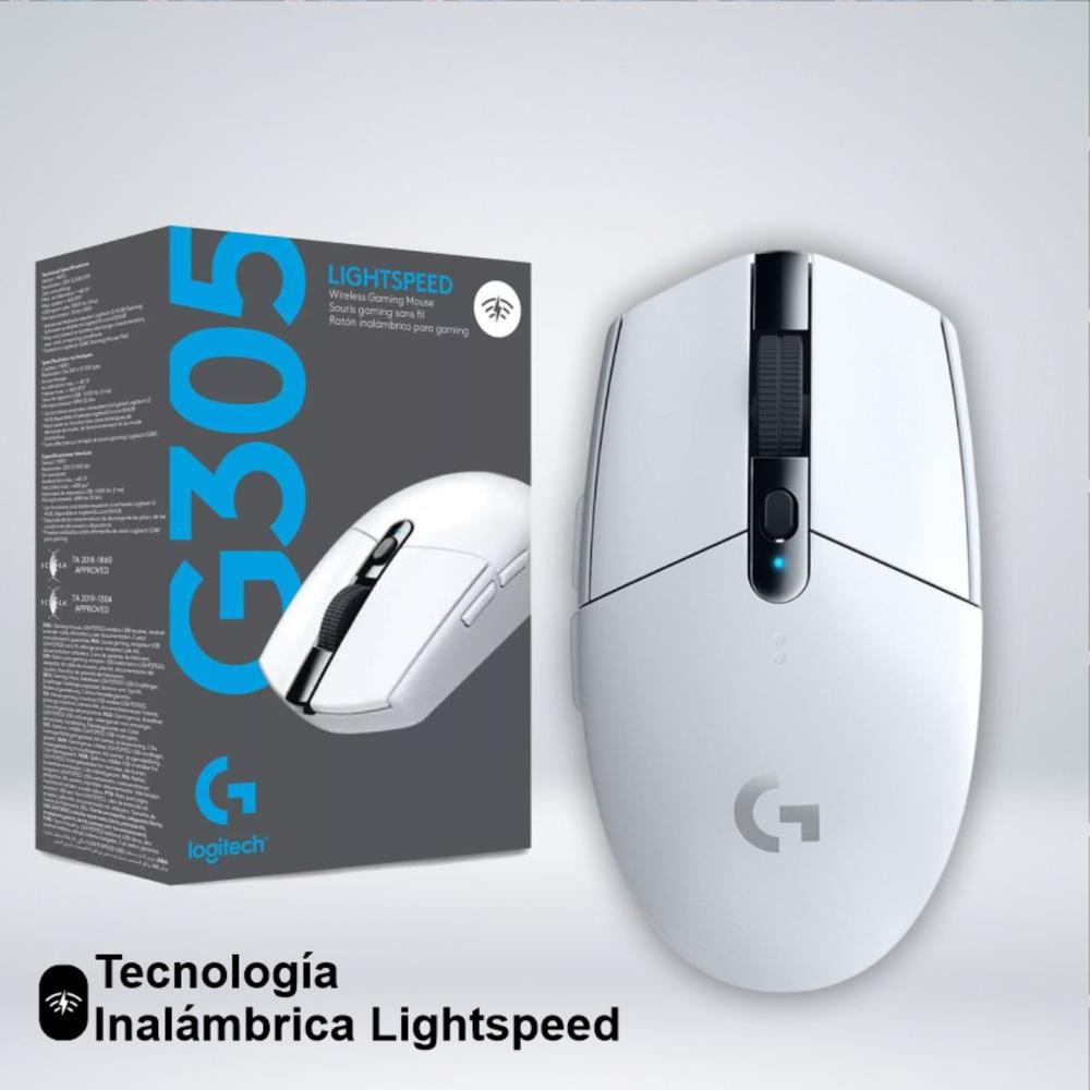 MOUSE GAMER G305 LIGHTSPEED SENSOR HERO 12K 6 BOTONES BLANCO