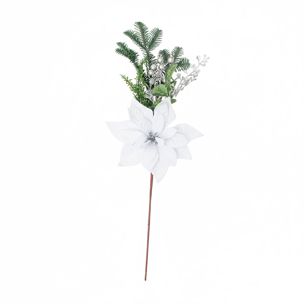 SETX3 FLORES POINSETTIAS BLANCO 51CM PVC