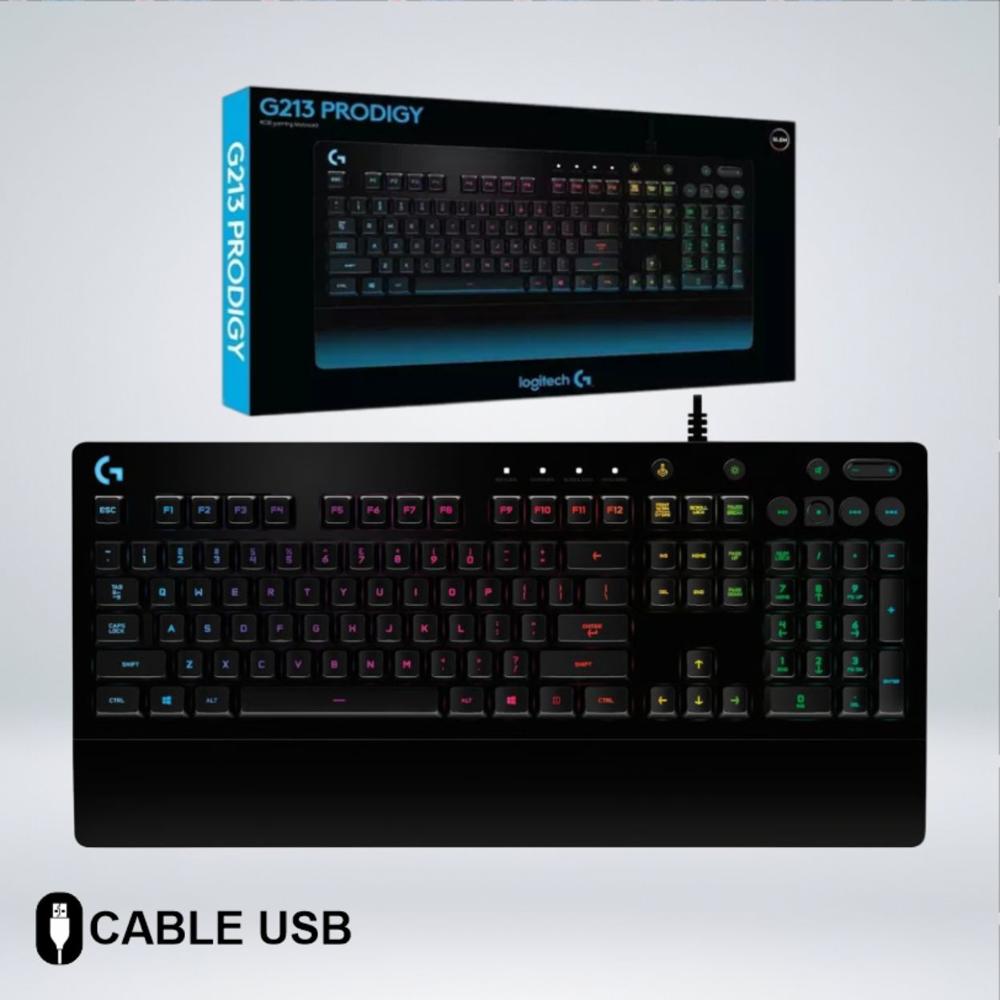 TECLADO GAMER G213 RGB LIGHTSYNC TECLAS MULTIMEDIA
