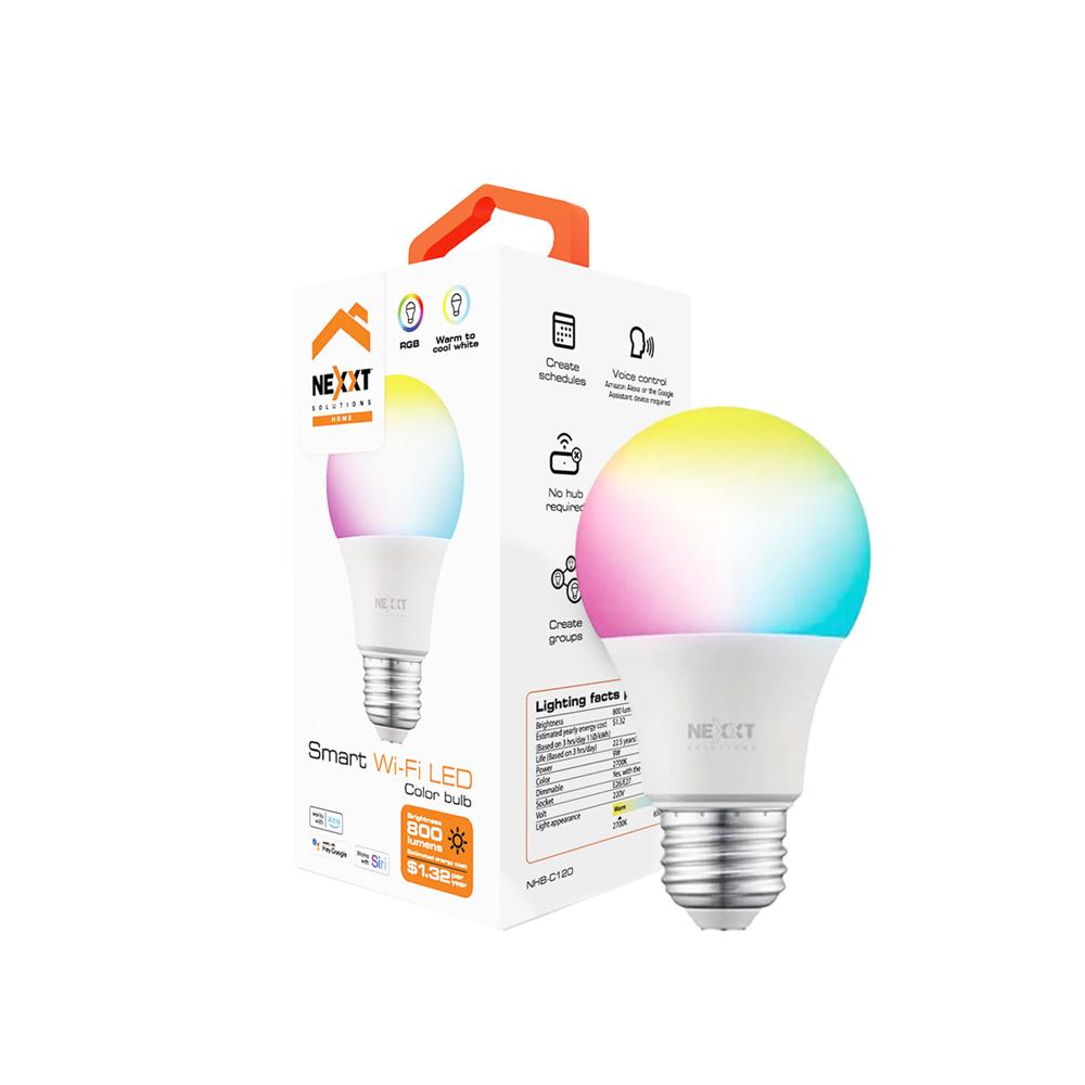 Foco LED inteligente WiFi NHB-C120M Nexxt 220V-A19 RGB Regulador de brillo