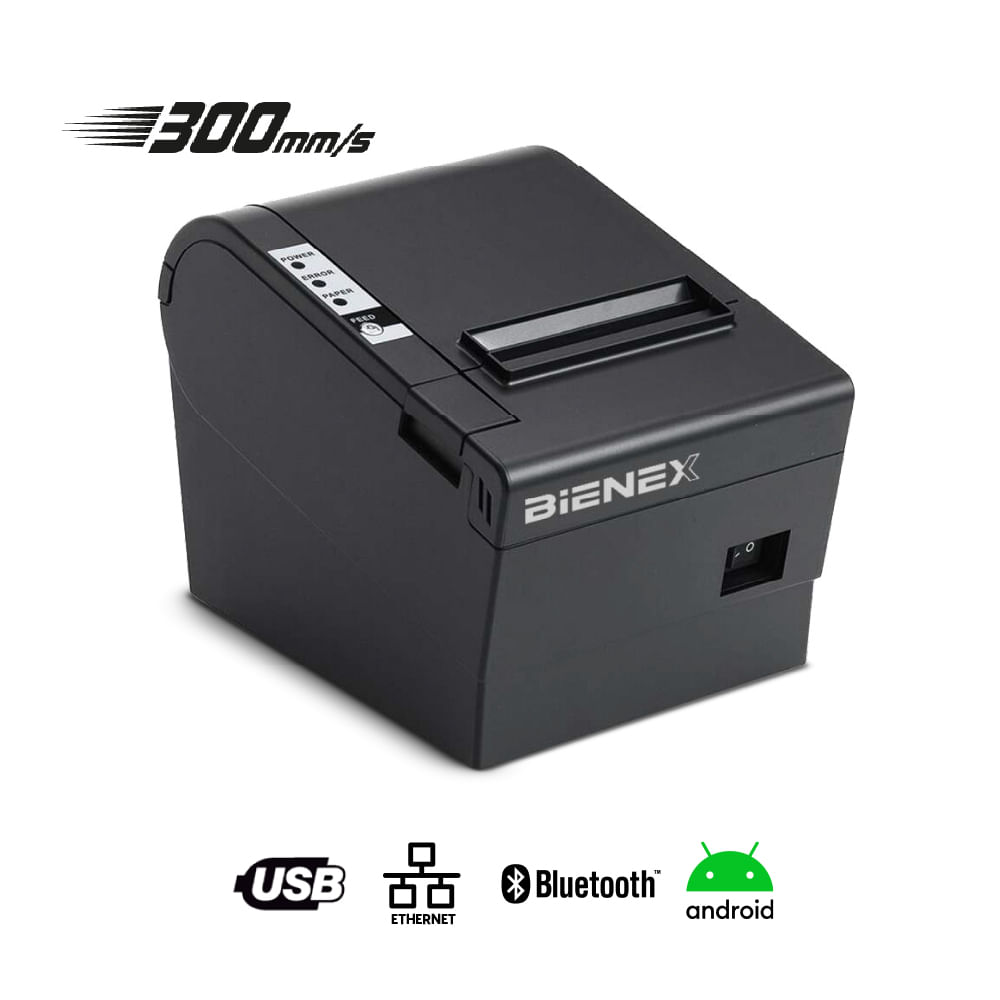Impresora ticketera termica 300MMxS 80mm Bluetooth USB Ethernet