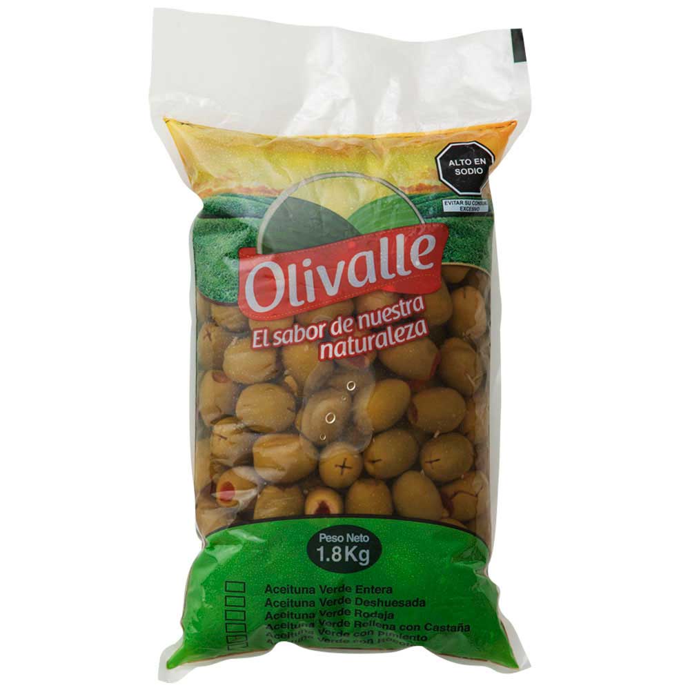Aceituna Verde Relleno con Pimiento OLIVALLE Bolsa 1kg