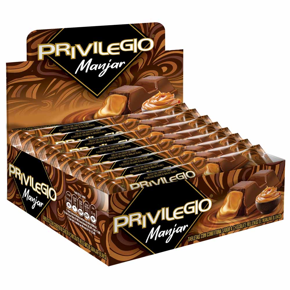Tableta de Chocolate con Manjar PRIVILEGIO Display 12un
