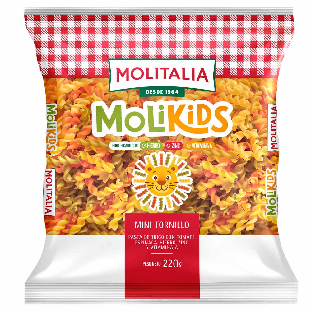 Fideos Tornillo MOLITALIA Molikids Bolsa 220g