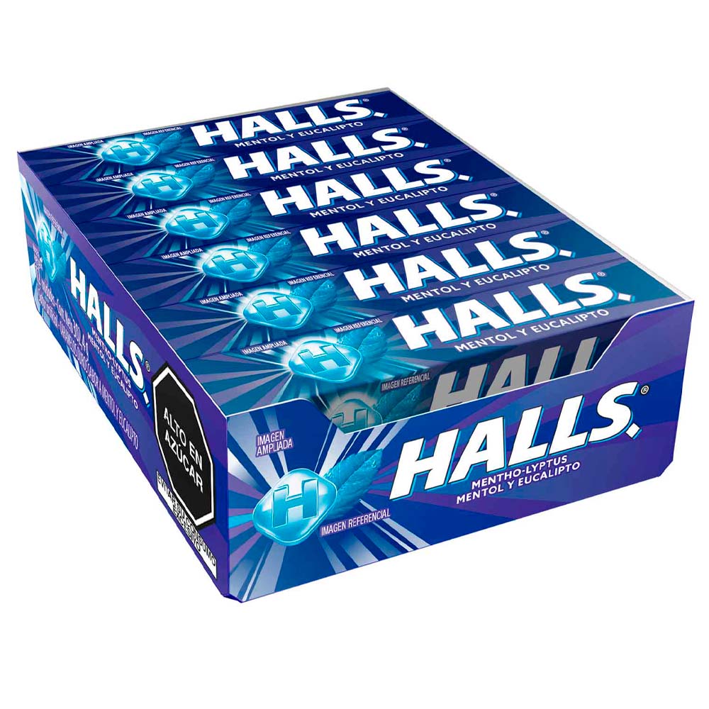 Caramelos HALLS Mentol Paquete 25.2g Display 12un